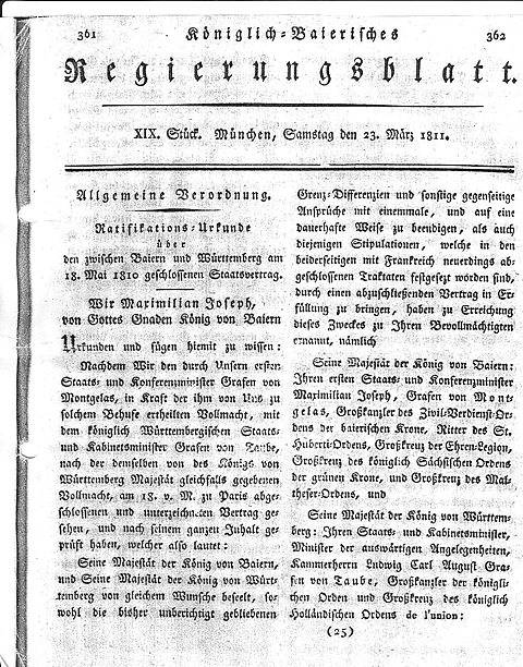 Archiv Heimatverein Oeffingen - Regierungsblatt von 1811